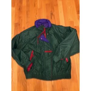 Cabin Creek Blue Pink Vaporwave Insulated Ski Jacket Coat Size L 90s Vintage